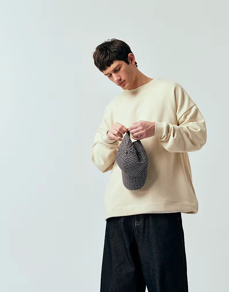 Свободная толстовка Nike Club из французской махровой ткани, бежевый — фото 3