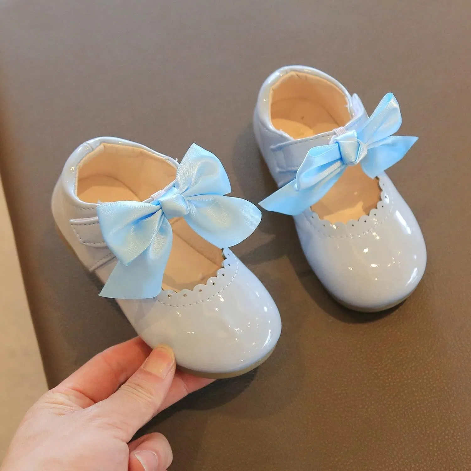Детские туфли Мэри Джейн с бантом для девочек, Light Blue — фото 2