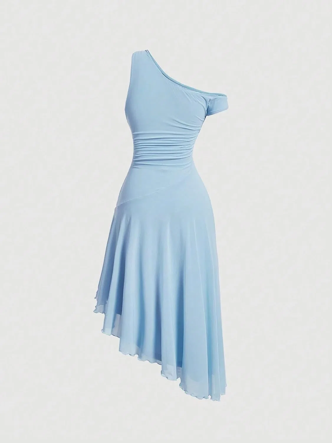Женское асимметричное платье миди с защипами A Line, Blue — фото 3