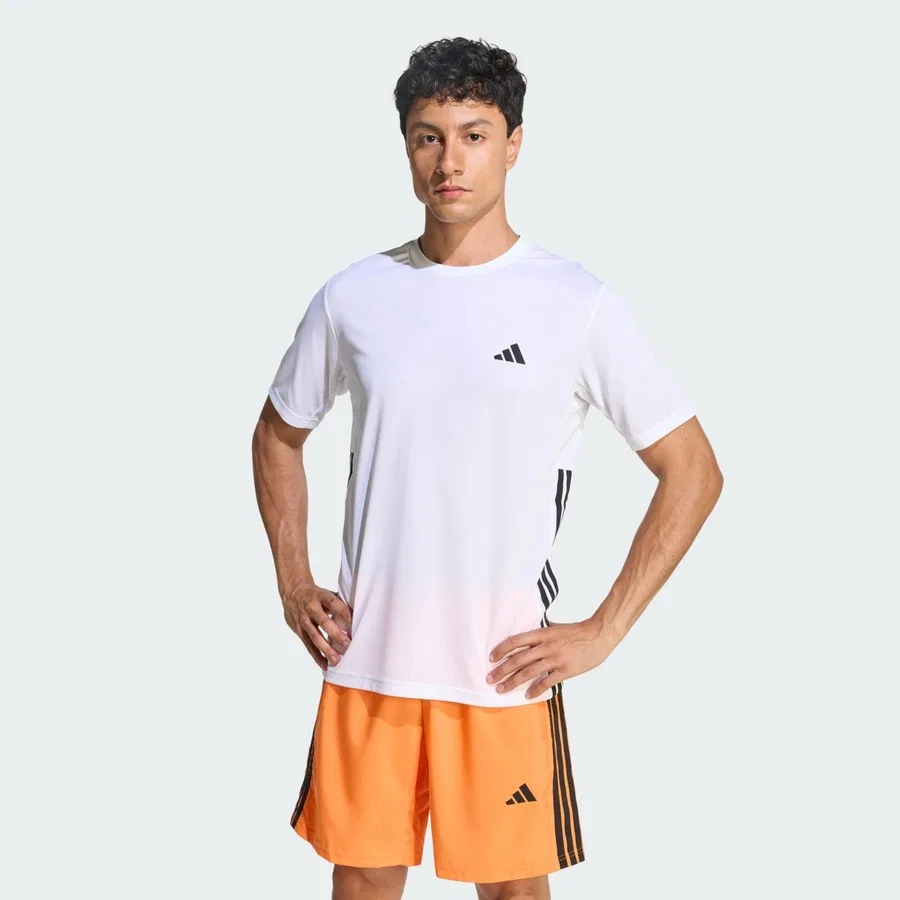 Футболка с длинным рукавом Performance Workout Essentials Base 3-Stripes adidas, Бело-черный