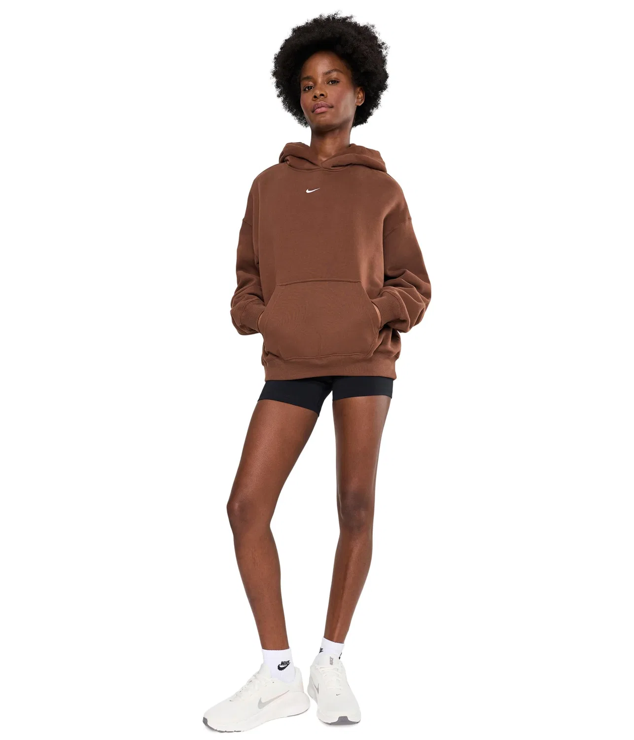 Толстовка с капюшоном Studio Fleece средней плотности, свободного кроя. Nike, Cacao Wow/Sail — фото 2