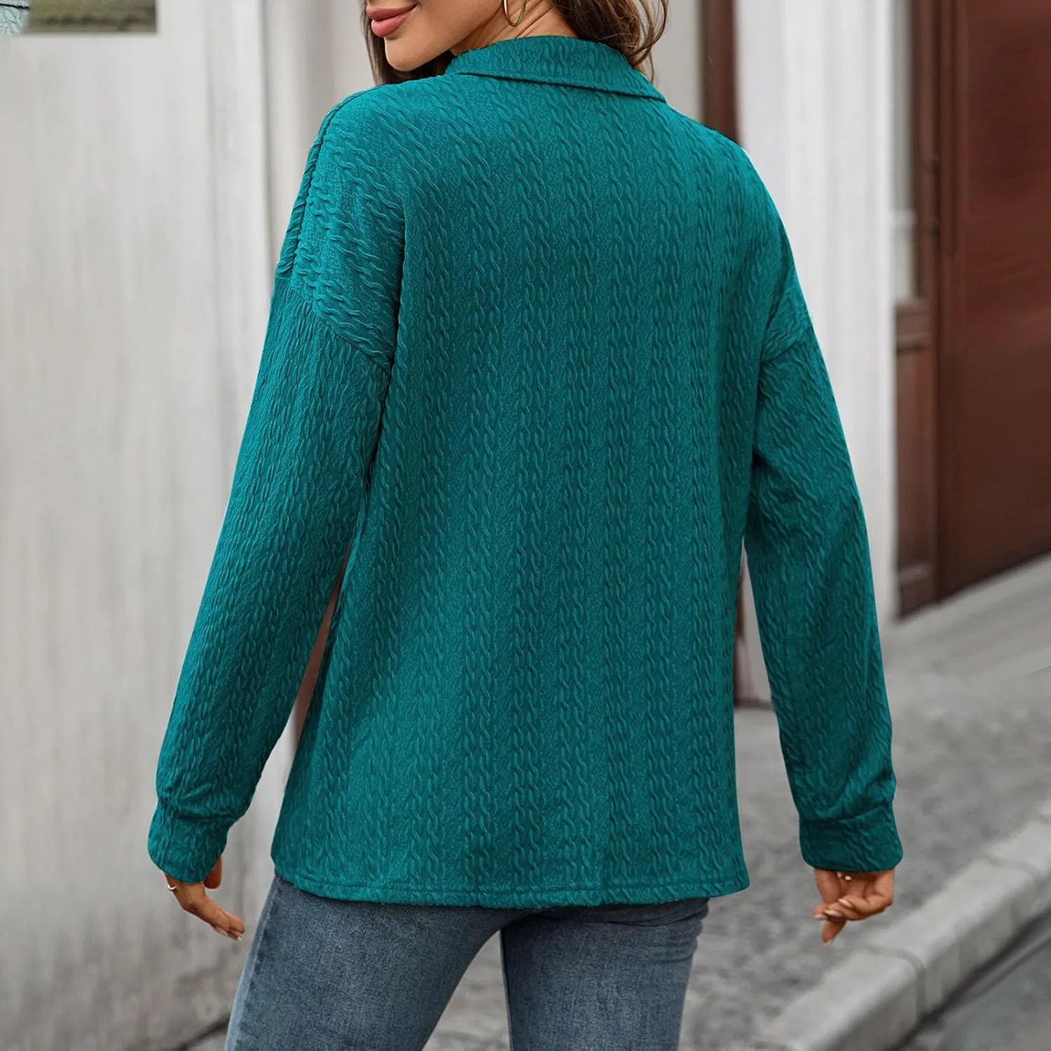 Женская туника oversize с длинным рукавом, чёрно-/зелёный — фото 4