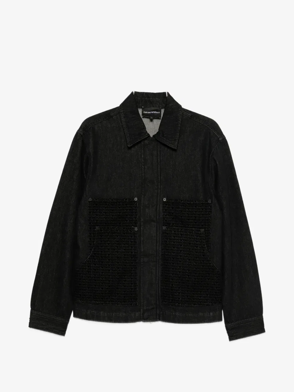 Джинсовая куртка с логотипом EMPORIO ARMANI, черный
