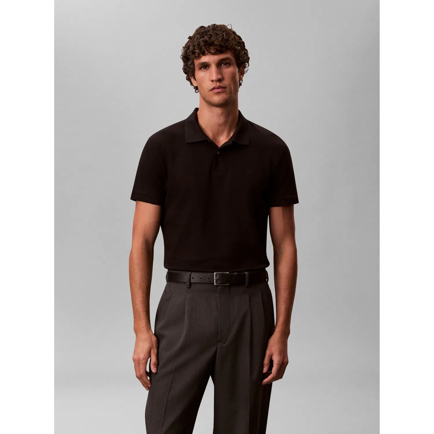 Мужское поло slim fit Calvin Klein, Black