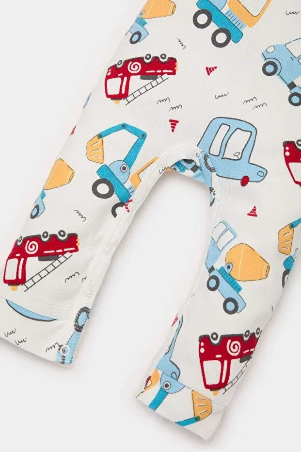 Детский комбинезон для мальчиков с принтом Ecru Baby Boy Jumpsuit E2395A5/ER105 Defacto, Ecru-ER105 — фото 4