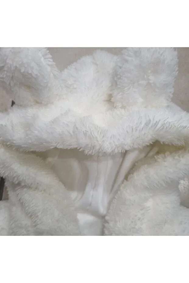 Детский кардиган из плюша на молнии с капюшоном Uğur Bebe, Nude Color — фото 4