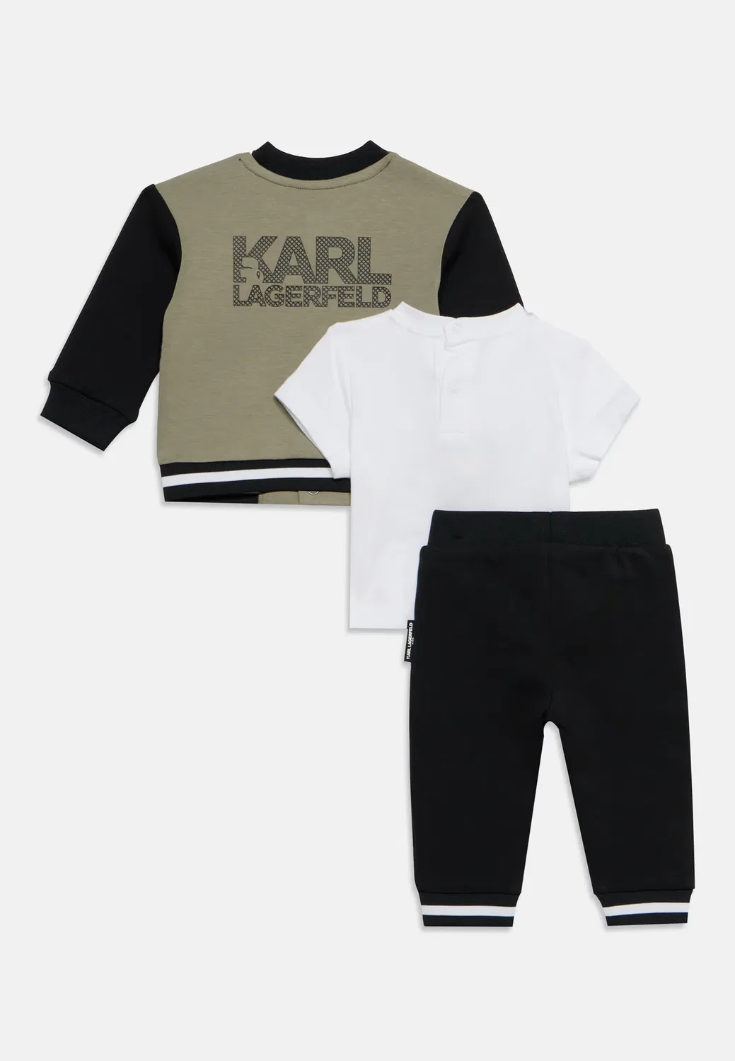 Комплект унисекс - толстовка на молнии Karl Lagerfeld Kids, Kaki/Noir — фото 2