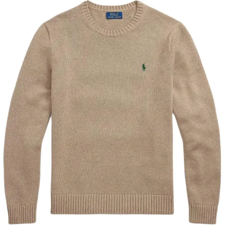 Ребристый свитер с круглым вырезом Polo Ralph Lauren, коричневый