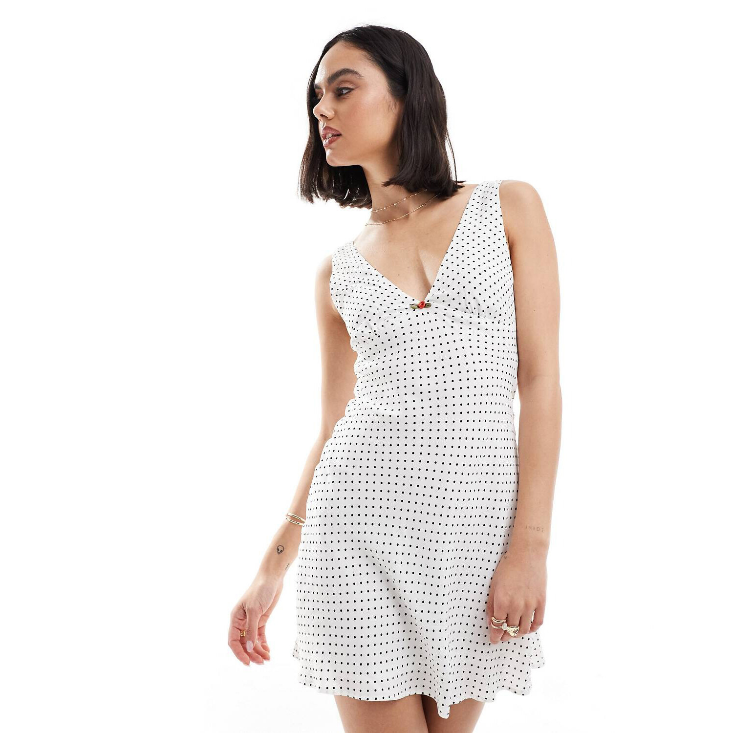 

Платье Bershka Tie Back Mini, белый/черный