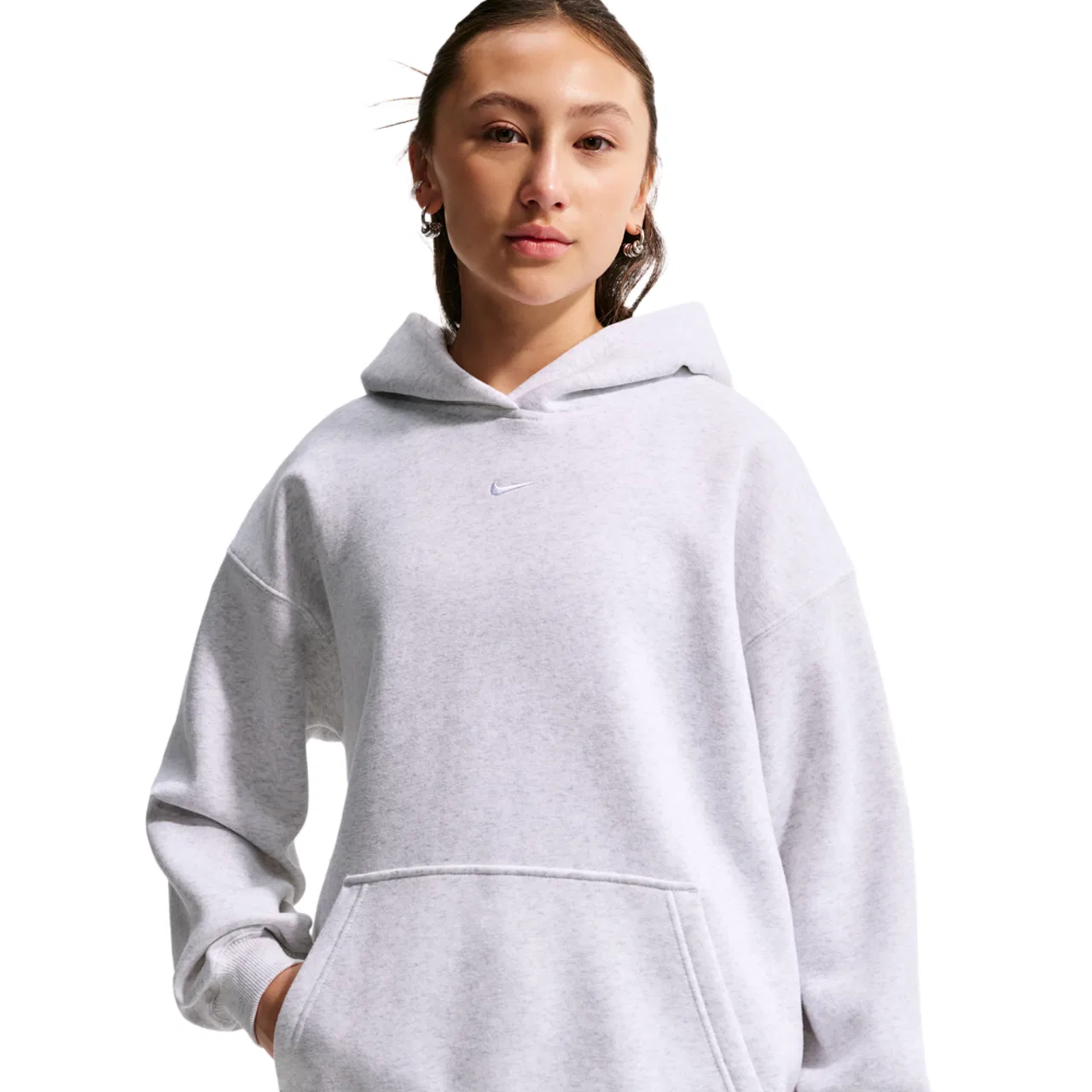 Детский свитшот оверсайз с принтом NSW Studio Fleece OS PO Hoodie Nike, White Birch Heather
