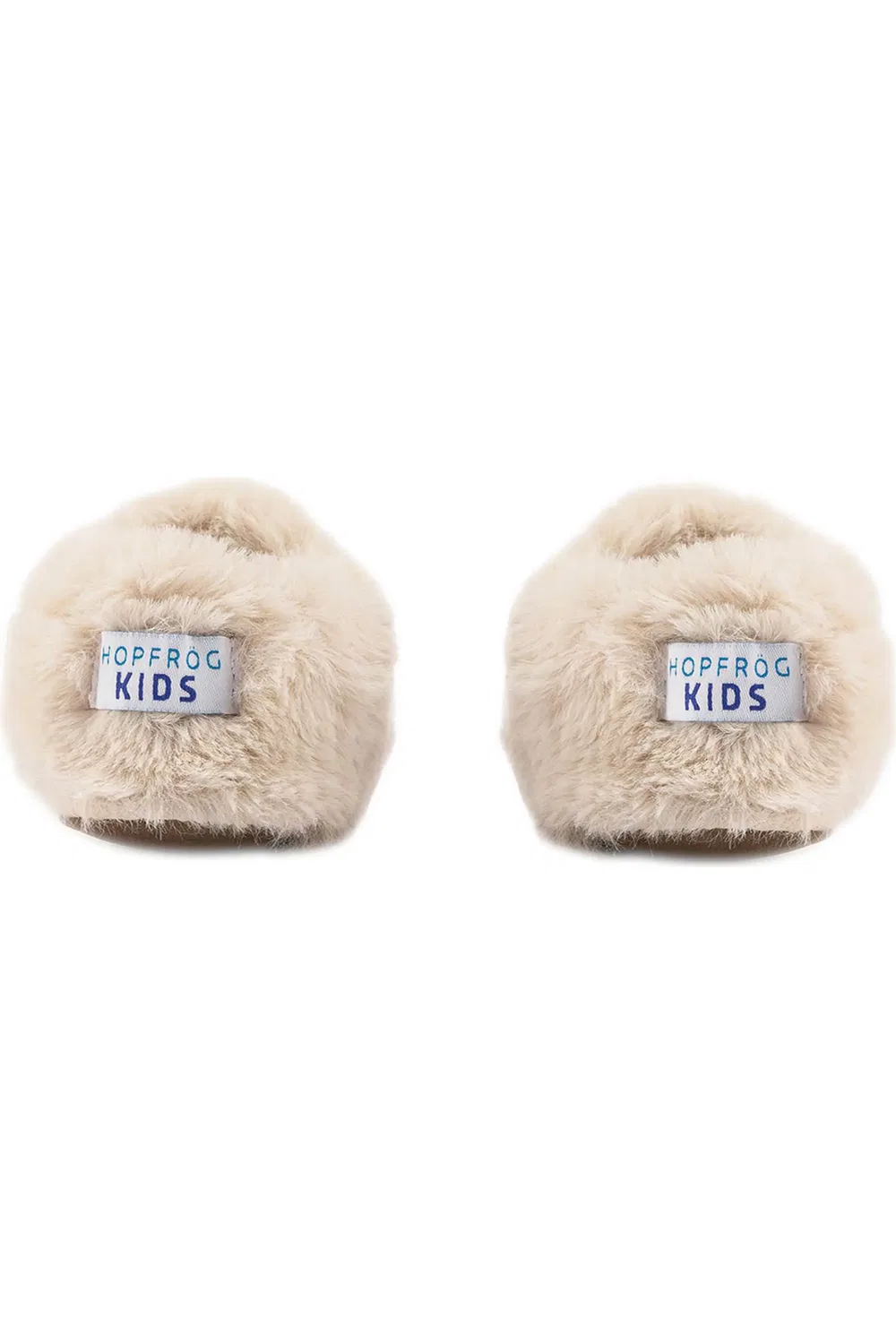 Детские тапочки из искусственного меха с широким носком Furry Hopfrög Kids, Off-White — фото 4