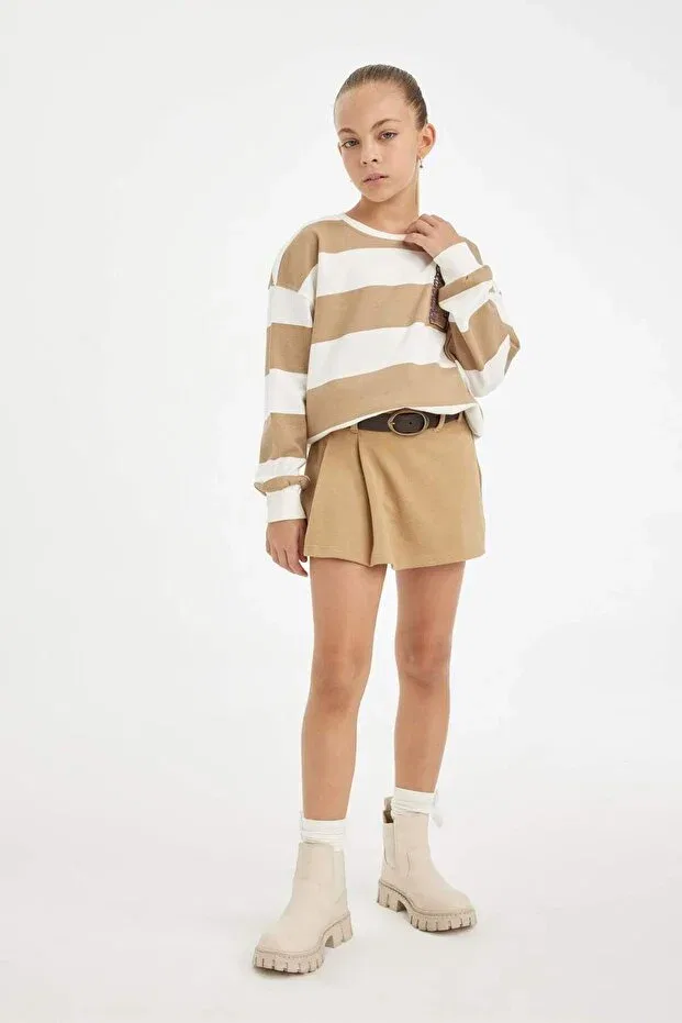 Детские свитшот для девочек с вышивкой Defacto, Beige-Bg739 — фото 2