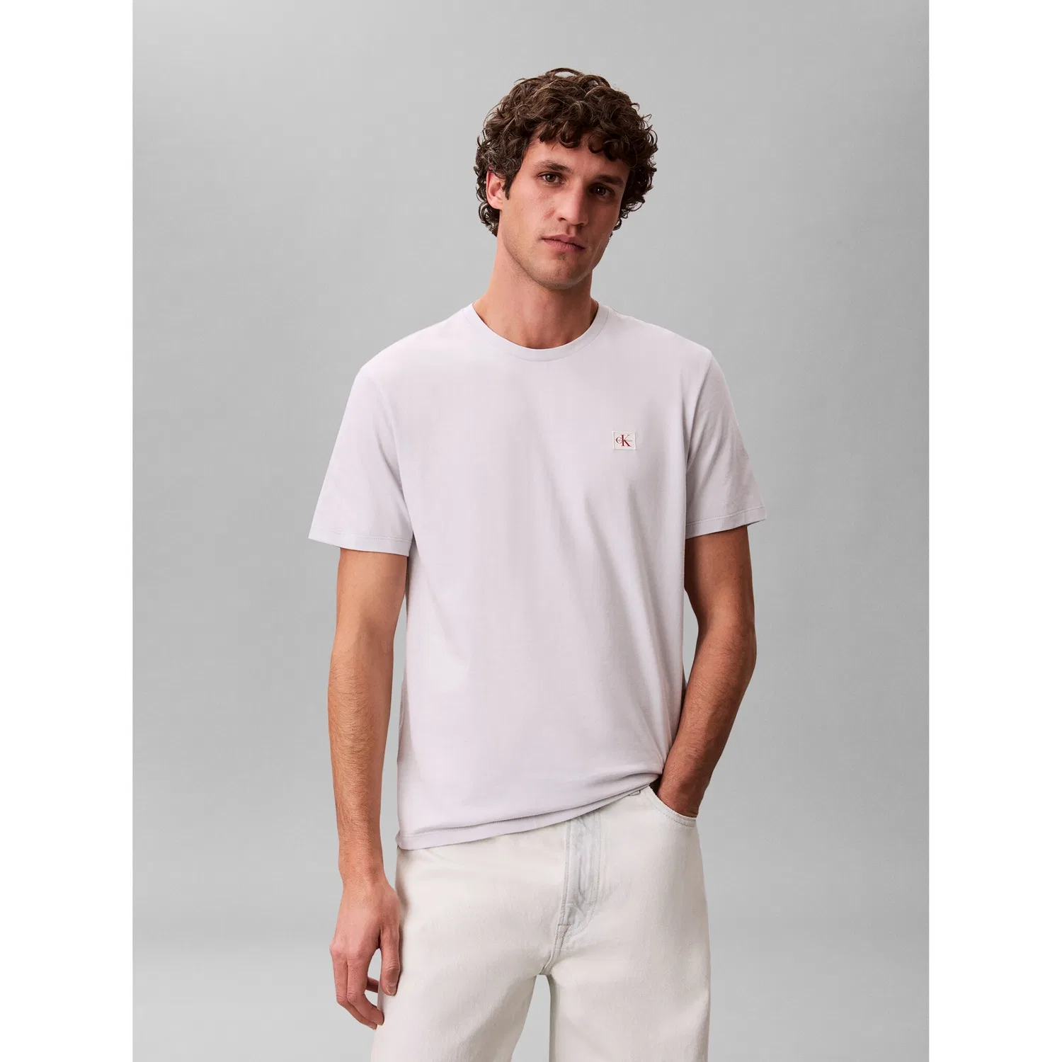 Детская хлопковая футболка-поло Calvin Klein Jeans, Bright White/Marble Gray