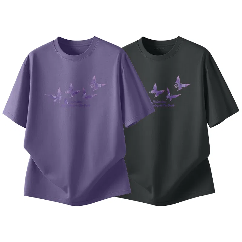 Детский комплект футболок с принтом Tonlion, Purple Heather Navy