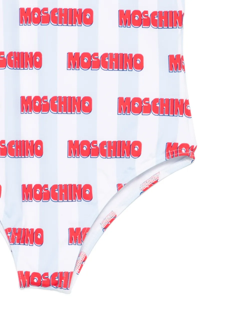 Полосатый купальник с принтом Moschino Kids, белый — фото 3