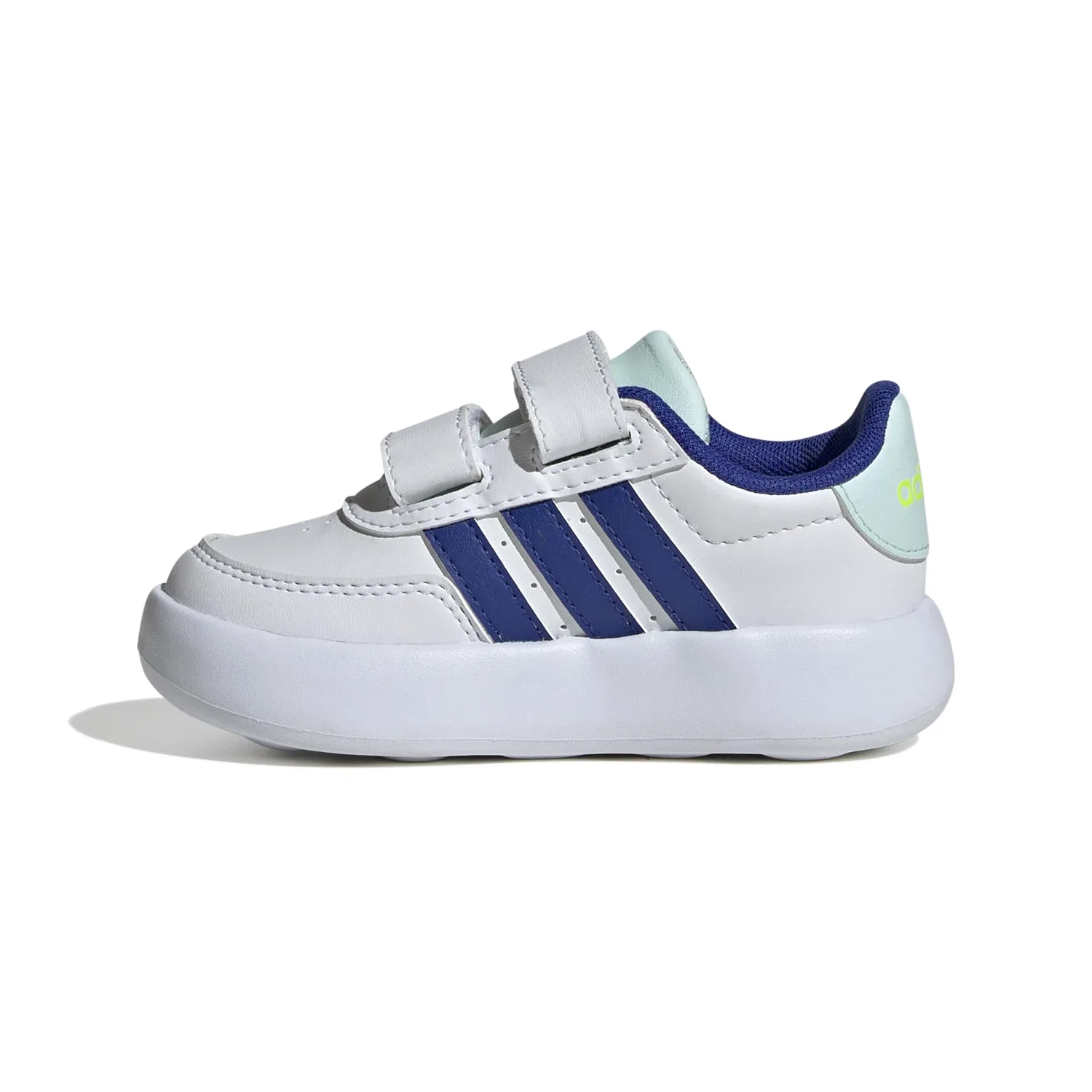 Детские кроссовки для мальчиков с полосками Breaknet 2.0 Adidas, Cloud White Semi Lucid Blue Halo Mint — фото 4