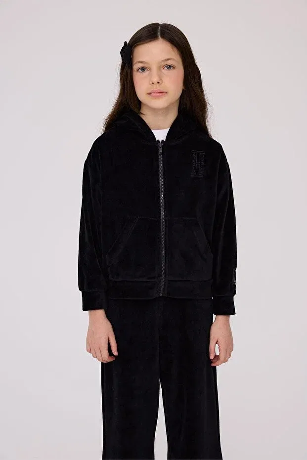 Детские спортивные штаны для девочек широкие Bg store girl's black sweatpants Tyess, Black — фото 3
