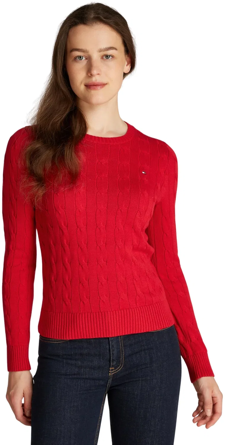 Женский пуловер с кабельным узором Co Cable Tommy Hilfiger, Red (Primary Red)