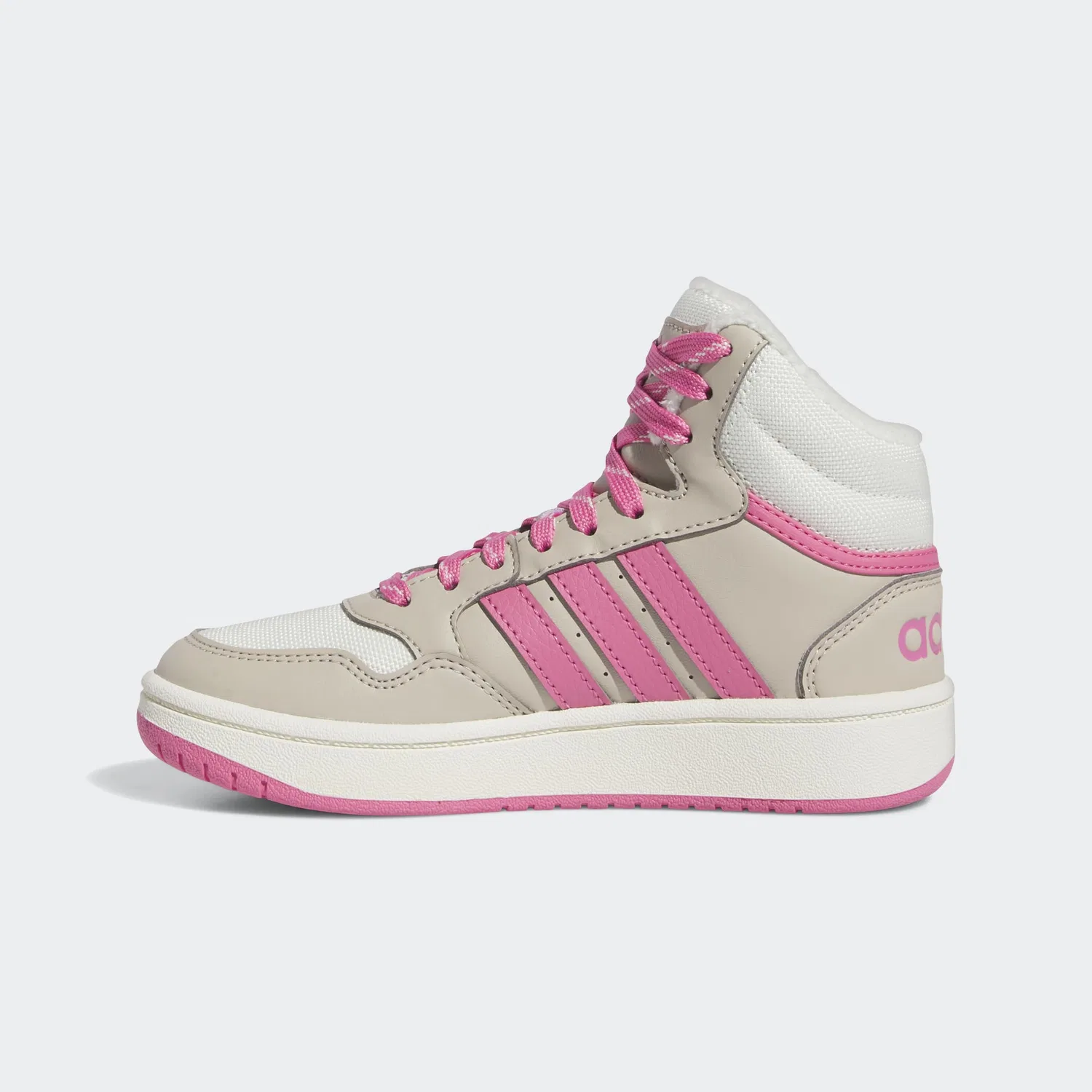 Детские кроссовки для мальчиков и девочек Hoops Mid 3.0 Kids Adidas, Wonder Beige Pink Fusion Off White — фото 3