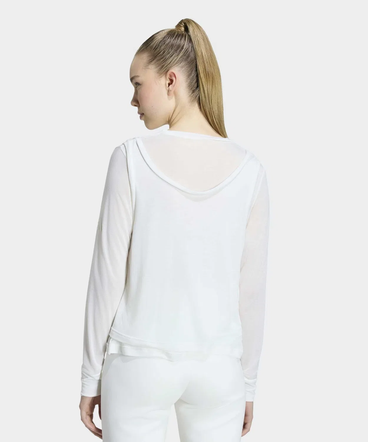Женский топ с длинным рукавоми слоями SOFT LUX Adidas, Белый — фото 2
