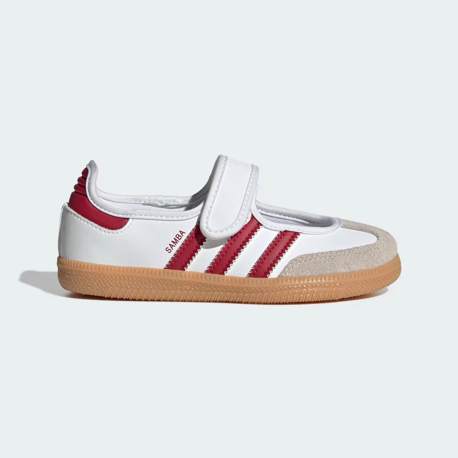 Детские кроссовки на липучке Samba Jane Adidas Originals, белый/красный/гум