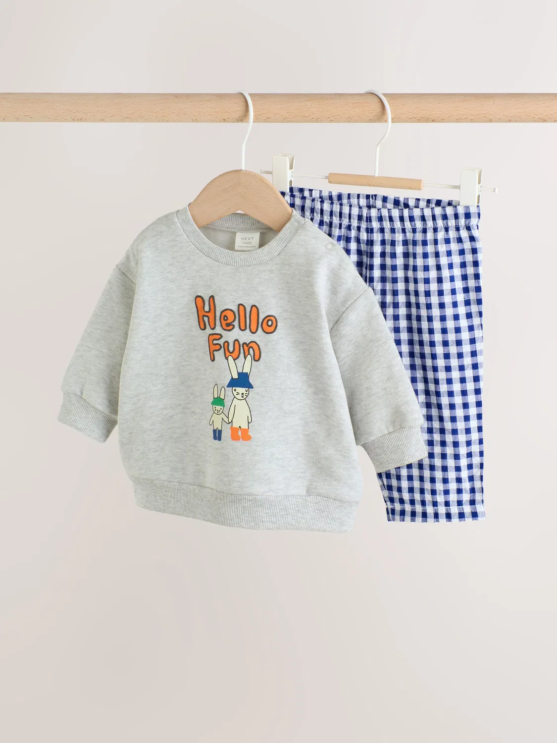 Комплект из свитшота и брюк, Hello Fun Next, голубой в клетку — фото 4