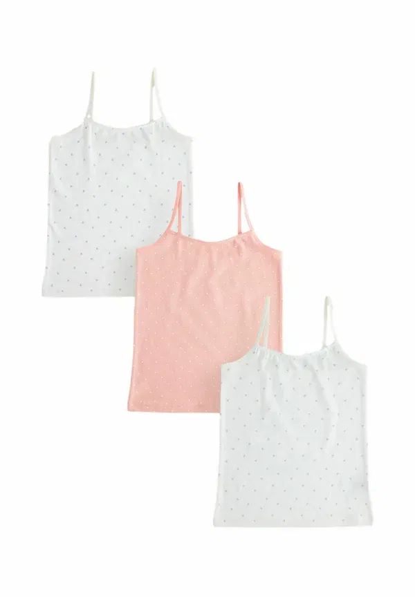 Набор из 3 маек с принтом, бретельками Ditsy printed strappy cami 3 pack, Next, белый, розовый