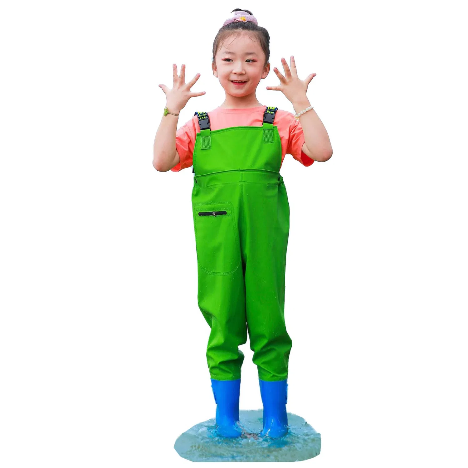Детские рыбацкие штаны с сапогами Unisex, Tasche Laterali, Stivali da Pesca, Pantaloni, Traspiranti, per Kayak, Giardinaggio, Pesca a Mosca in Mare, Rosa