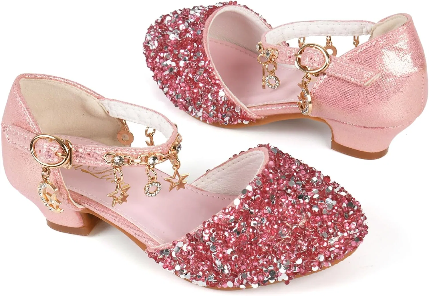 Детские туфли для девочек с блестками и стразами Mary Jane ChuLian, Pink — фото 4