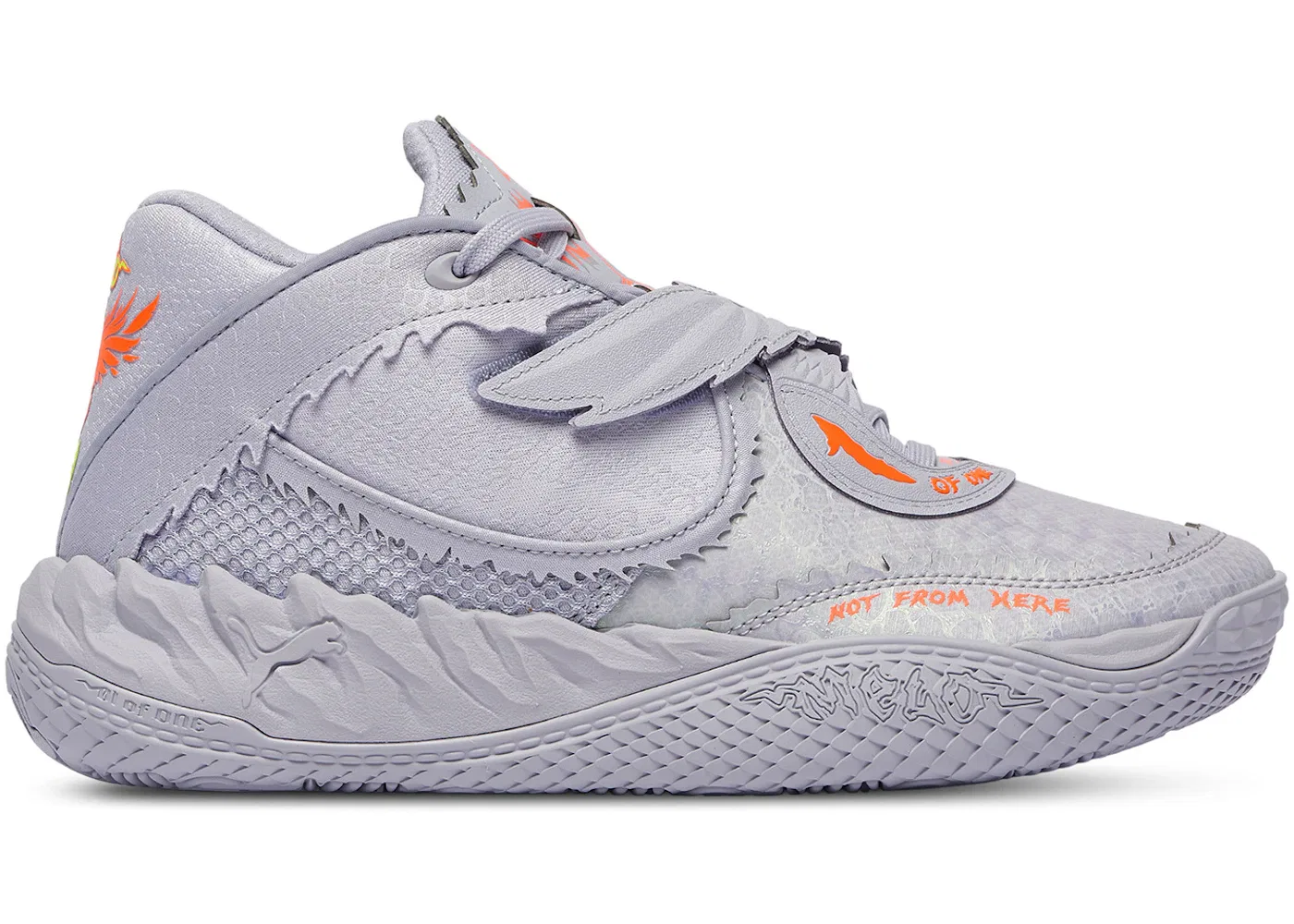 Детские кроссовки баскетбольные LaMelo Ball MB.05 Puma, Vibrant Silver/Yellow Alert/Glowing Red