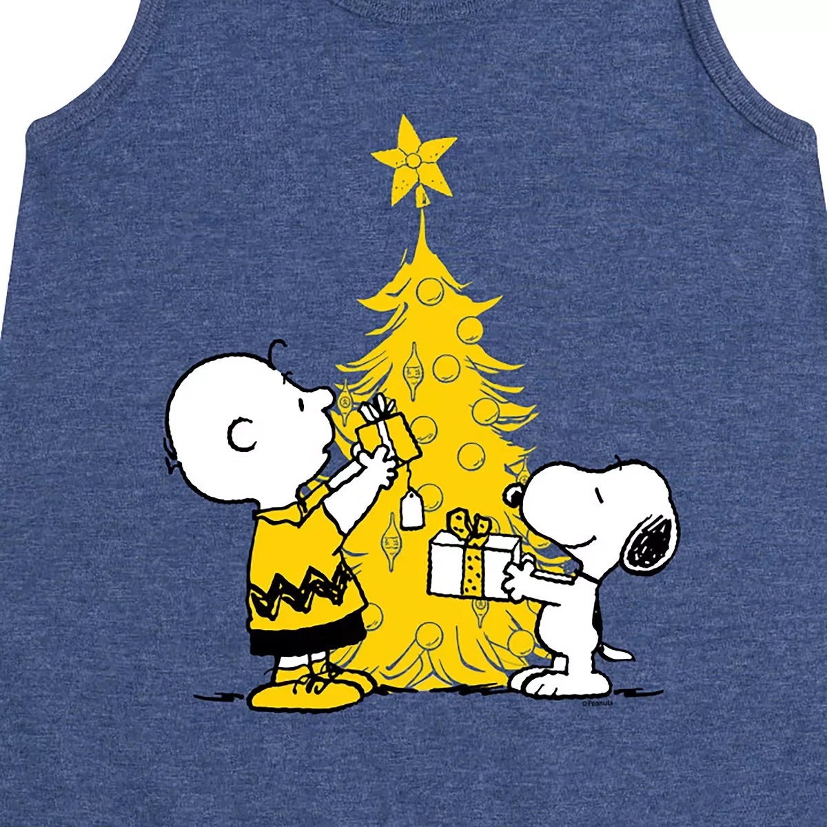 Детское платье-трапеция без рукавов Xmas Charlie And Snoopy Peanuts, Heather Navy — фото 2