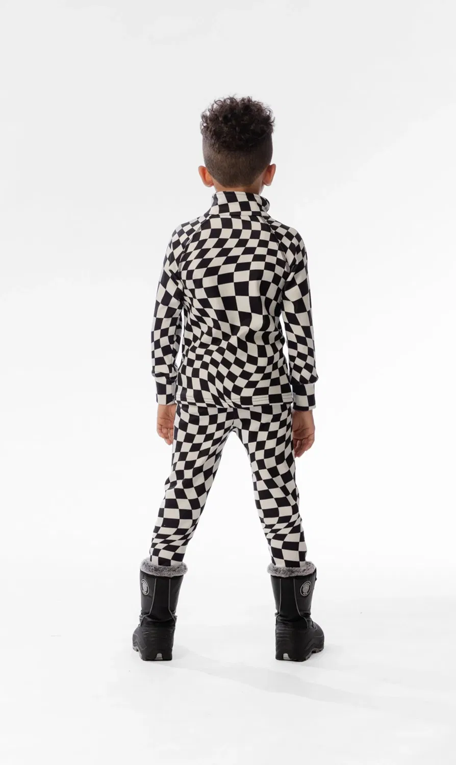 Детский термобельевой комплект из двух предметов с начесом Deux par Deux, White Checkered Print — фото 4