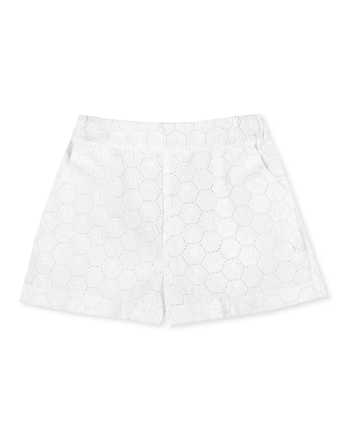 Детские шорты для девочек с логотипом Monogram PHILIPP PLEIN, White