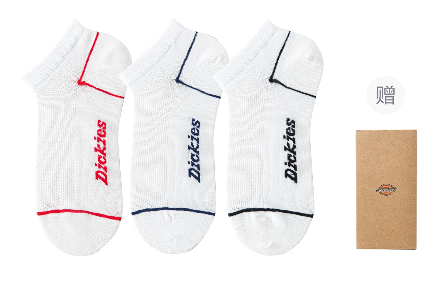 Детские носки-невидимки с принтом, комплект, Dickies, White/Blue/Red