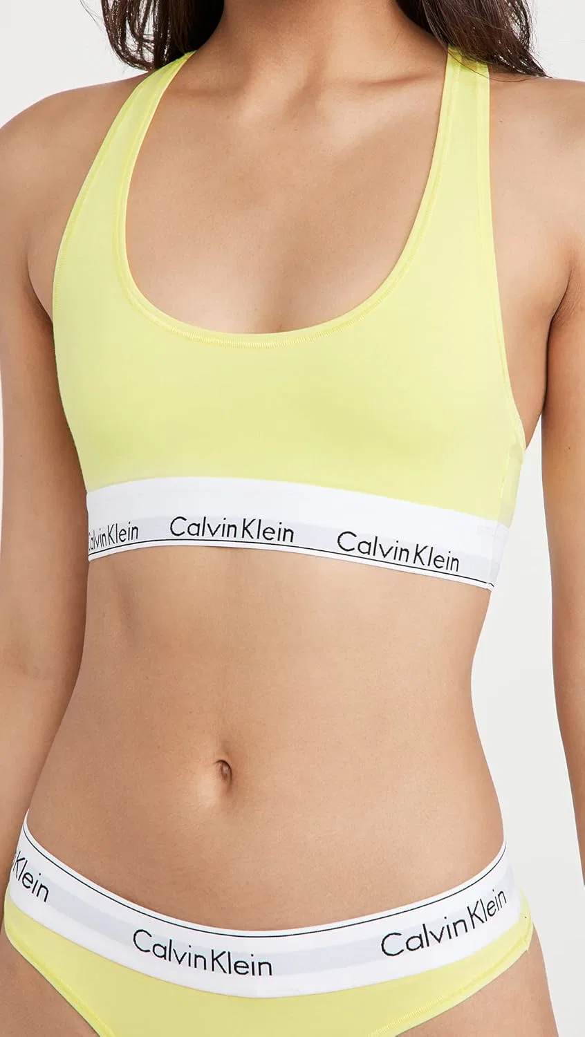 Бюстгальтер Calvin Klein Womens Modern Cotton Unlined Wireless Bralette, желтый — фото 3