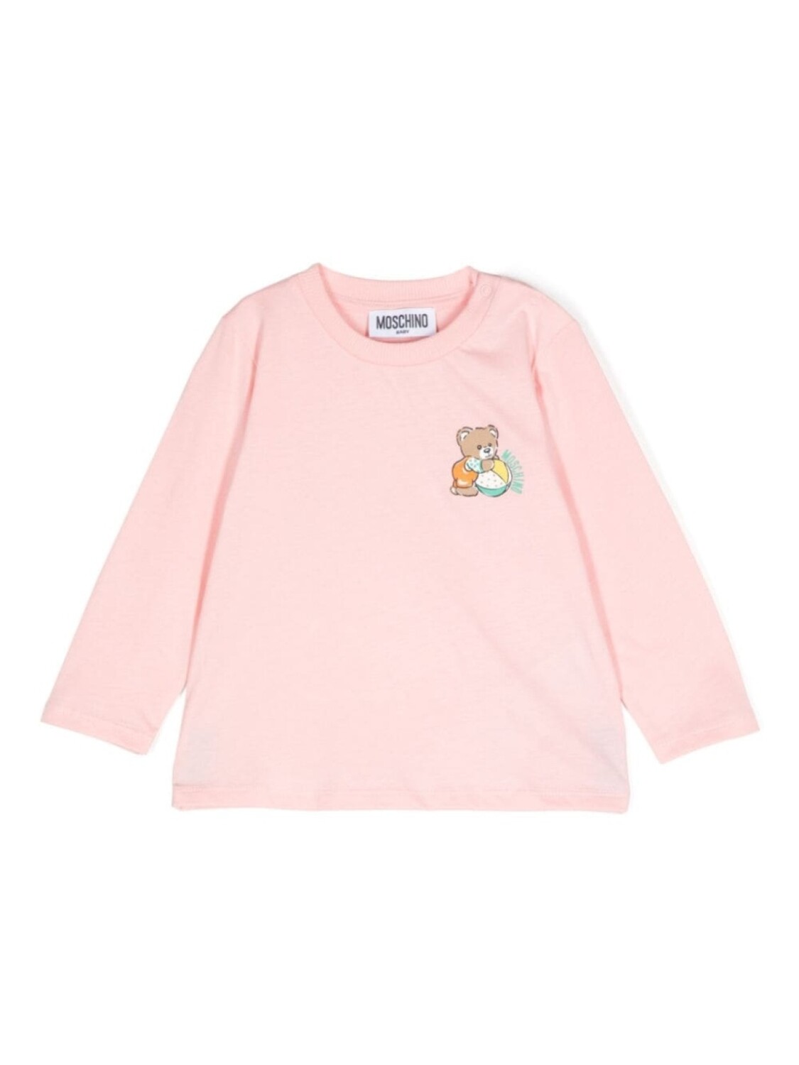 

Moschino Kids футболка с длинными рукавами и принтом плюшевого мишки, розовый