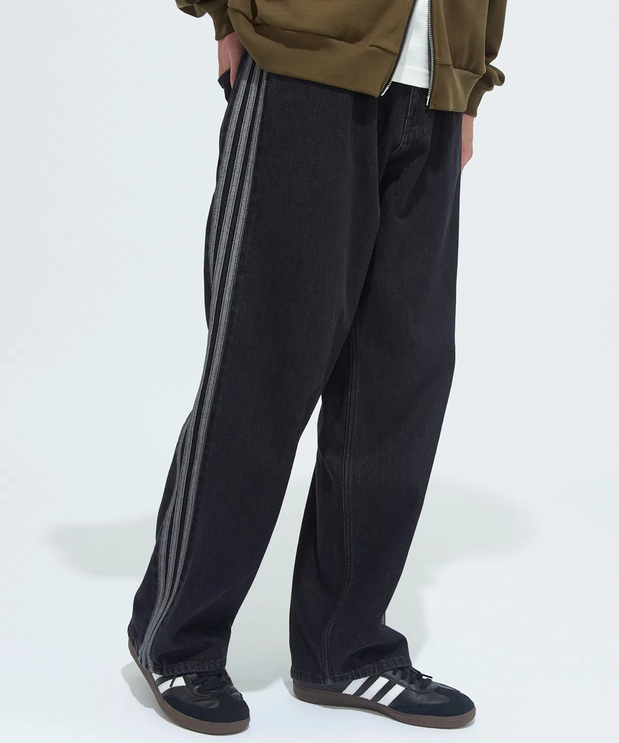 Мужские джинсовые спортивные брюки с тремя полосками Firebird Adicolor, Adidas, Black