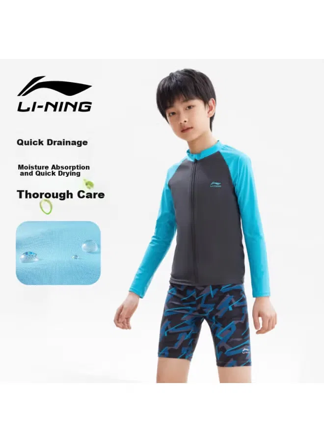 Комплект для плавания детский с длинным рукавом Li-Ning, серо-синий