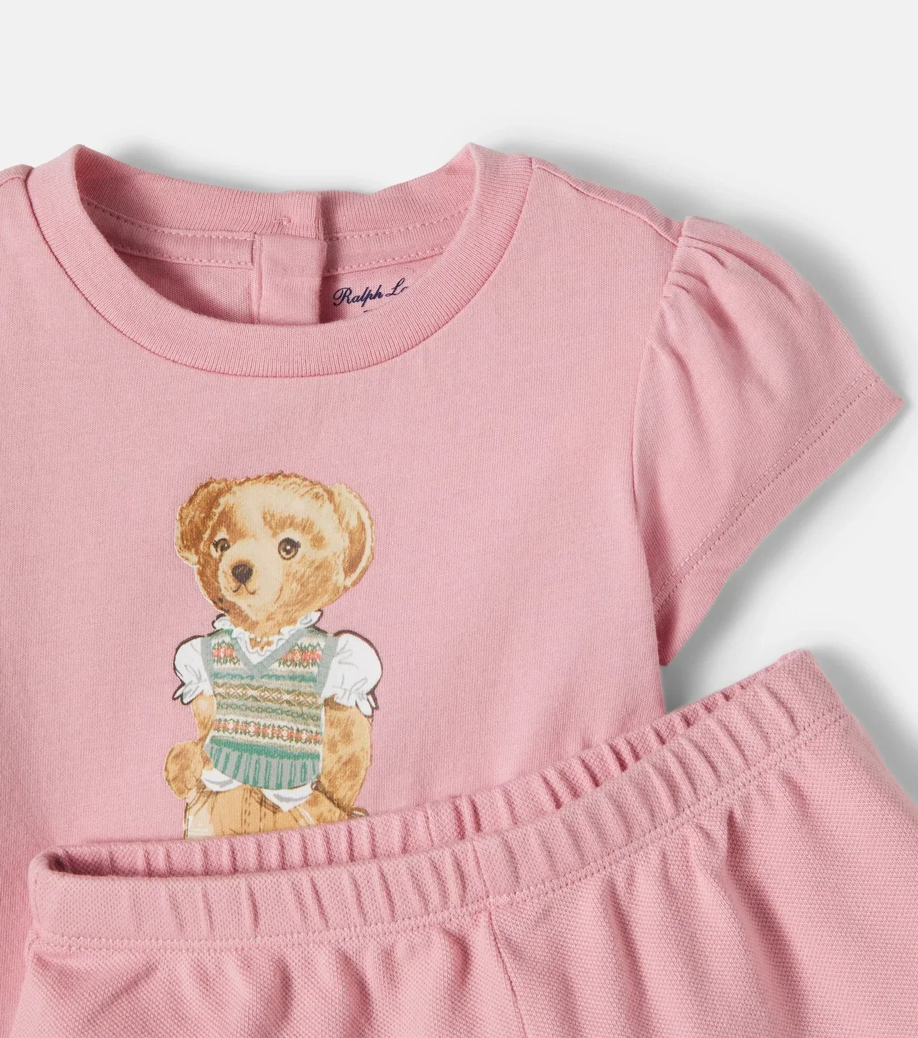 Комплект из футболки и шорт Baby Polo Bear из хлопка Polo Ralph Lauren Kids, розовый — фото 4