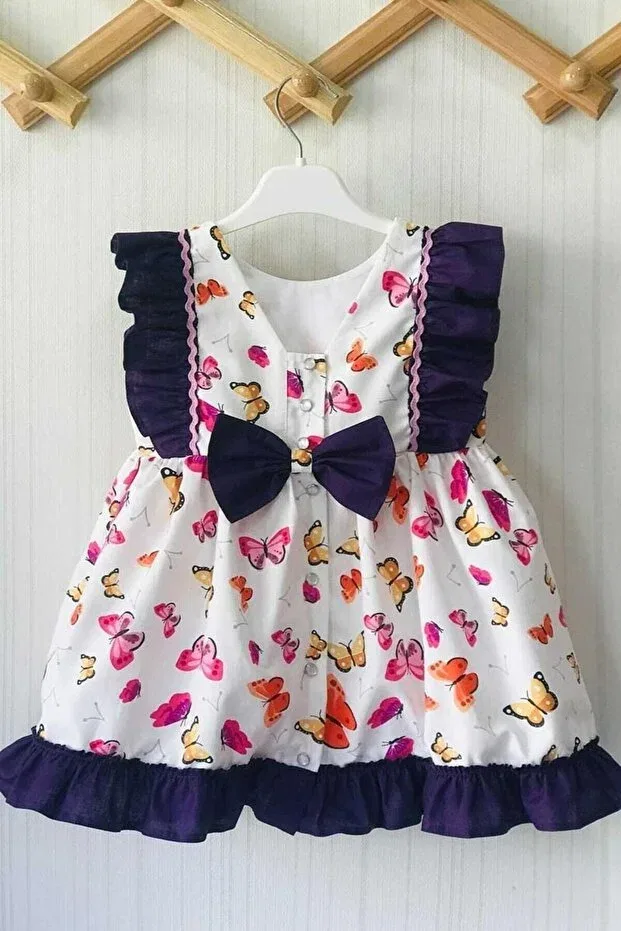 Детское платье для девочек с принтом Butterfly patterned Bertuğ Bebek, Multicolor — фото 3