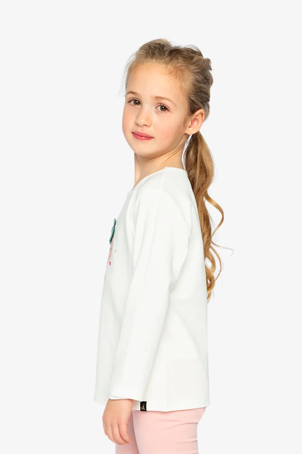 Детская футболка для девочек с длинным рукавом с принтом Strawberry Deux par Deux, Off-White — фото 3