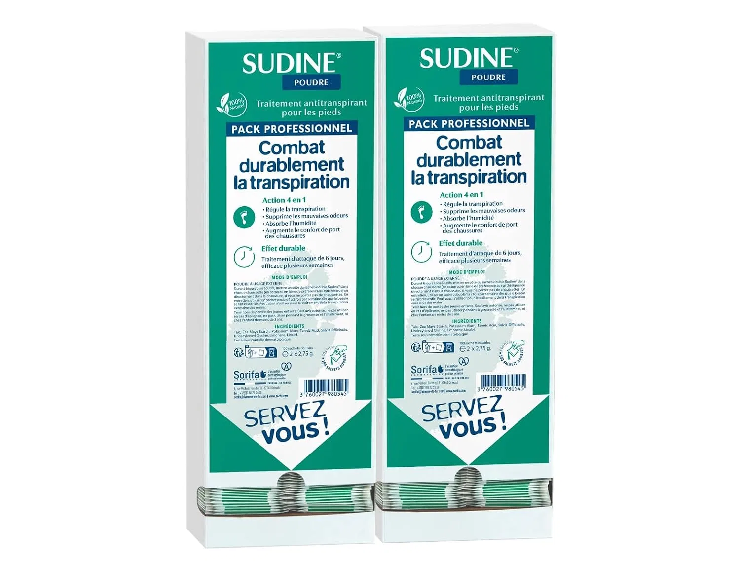 Порошок-дезодорант Sudine, 100 пакетиков, 550 г, SORIFA