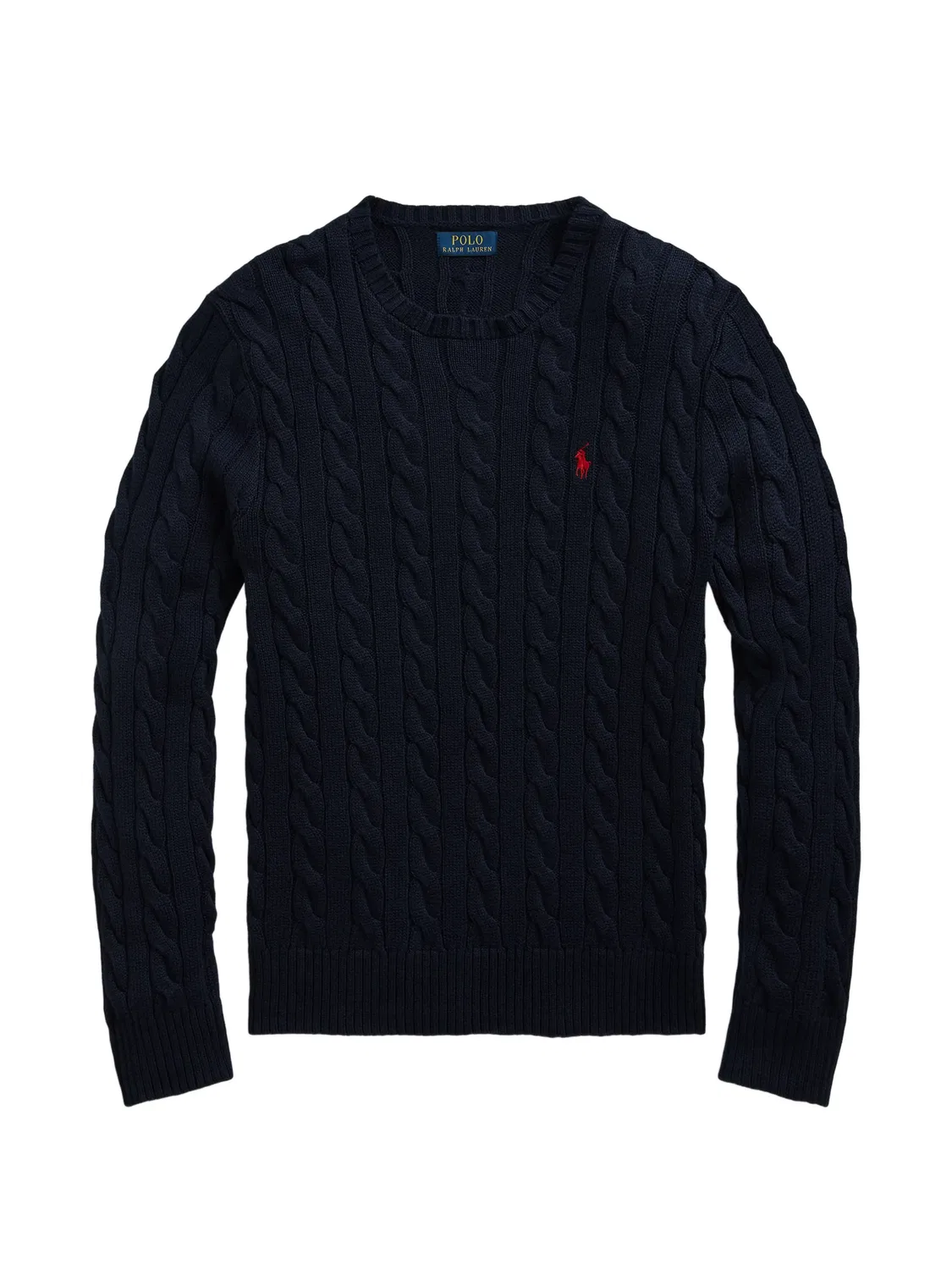 Свитер с круглым вырезом и косичками Polo Ralph Lauren, синий