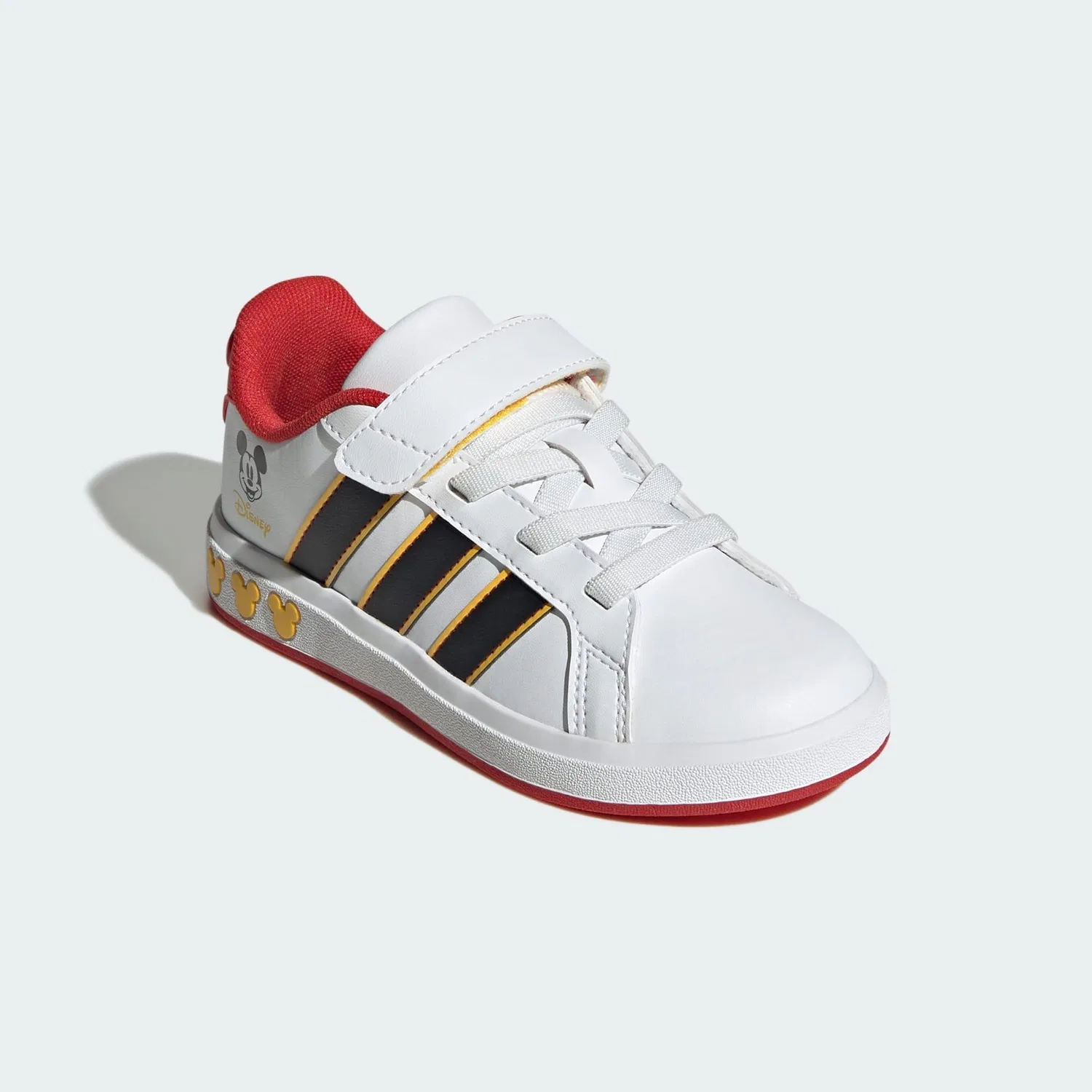 Детские кроссовки с принтом Micky Maus Grand Court Adidas, Weiss Schwarz Gold — фото 4