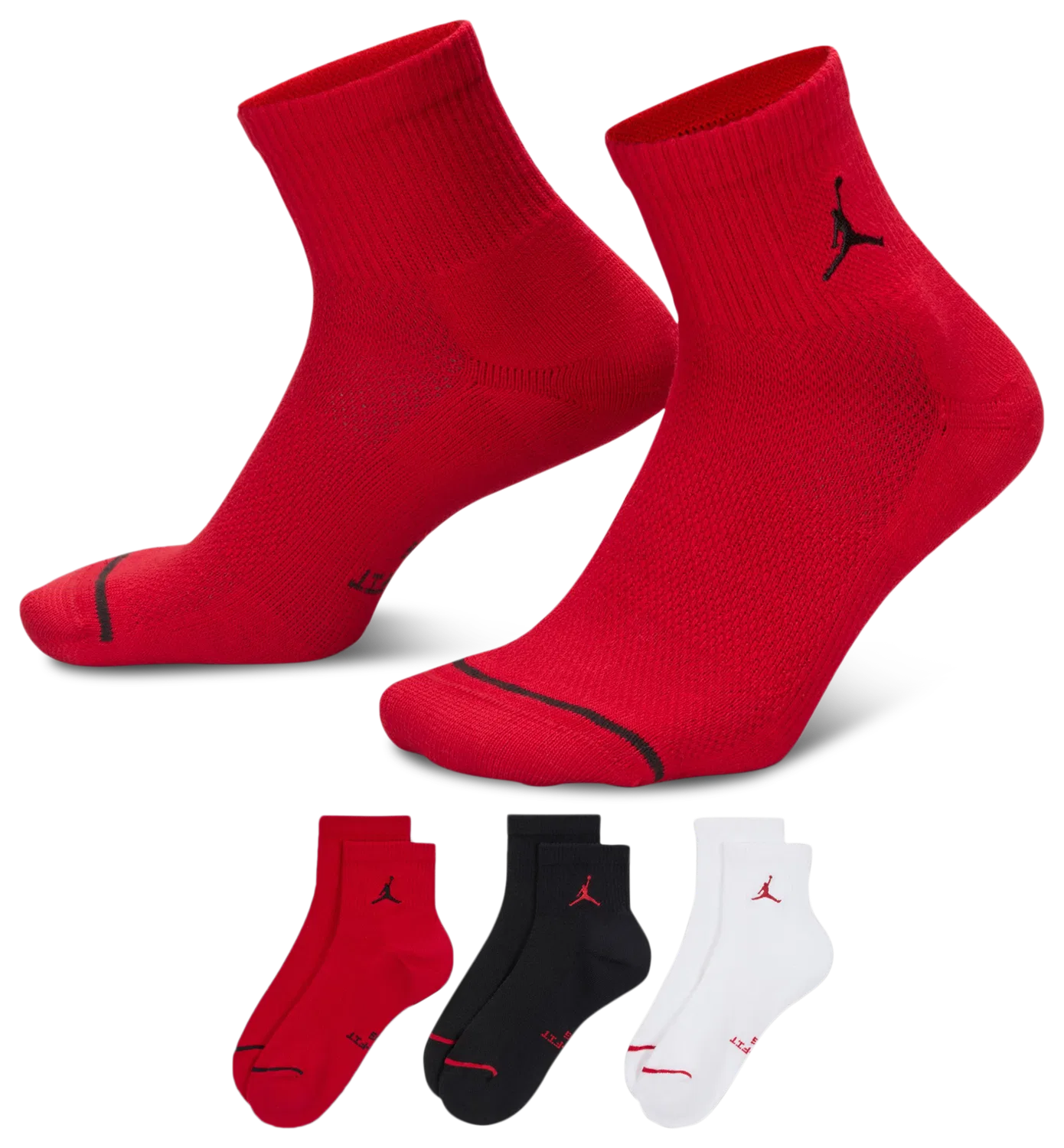 Мужские носки с амортизацией набор из 3 пар Everyday Cushion Ankle Jordan, красный/белый/черный — фото 3