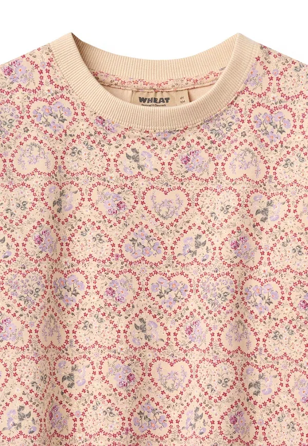 Футболка с цветочным принтом Long Sleeved Top, Wheat, Magenta Heart Flowers, пурпурный — фото 3