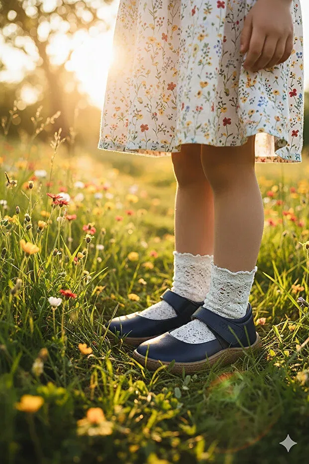 Детские балетки для девочек кожаные Lida Kiko Kids, Navy Blue — фото 3