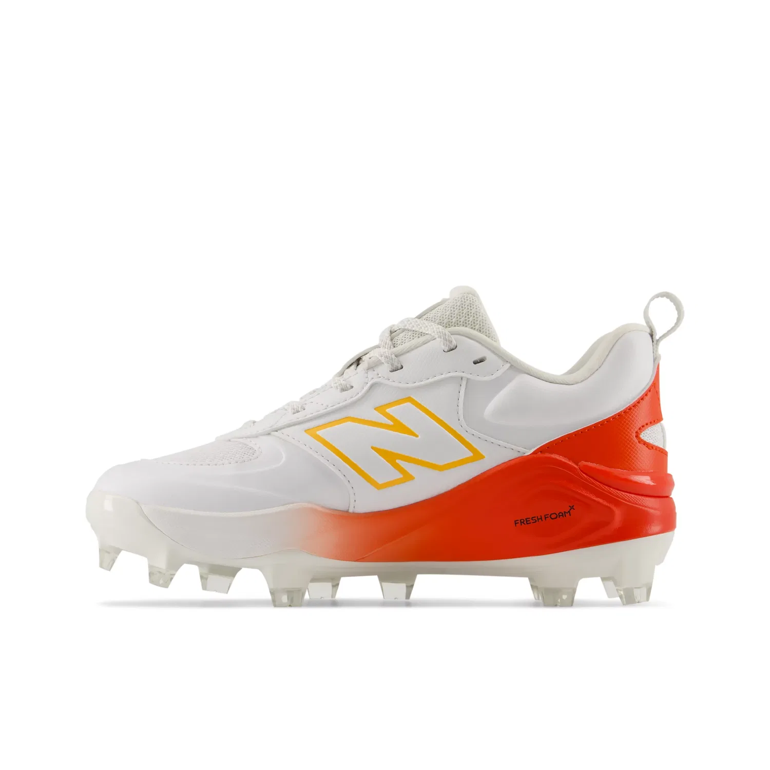 Детские бутсы для софтбола с сетчатым верхом Velo v5 New Balance, White with Satsuma Orange — фото 3