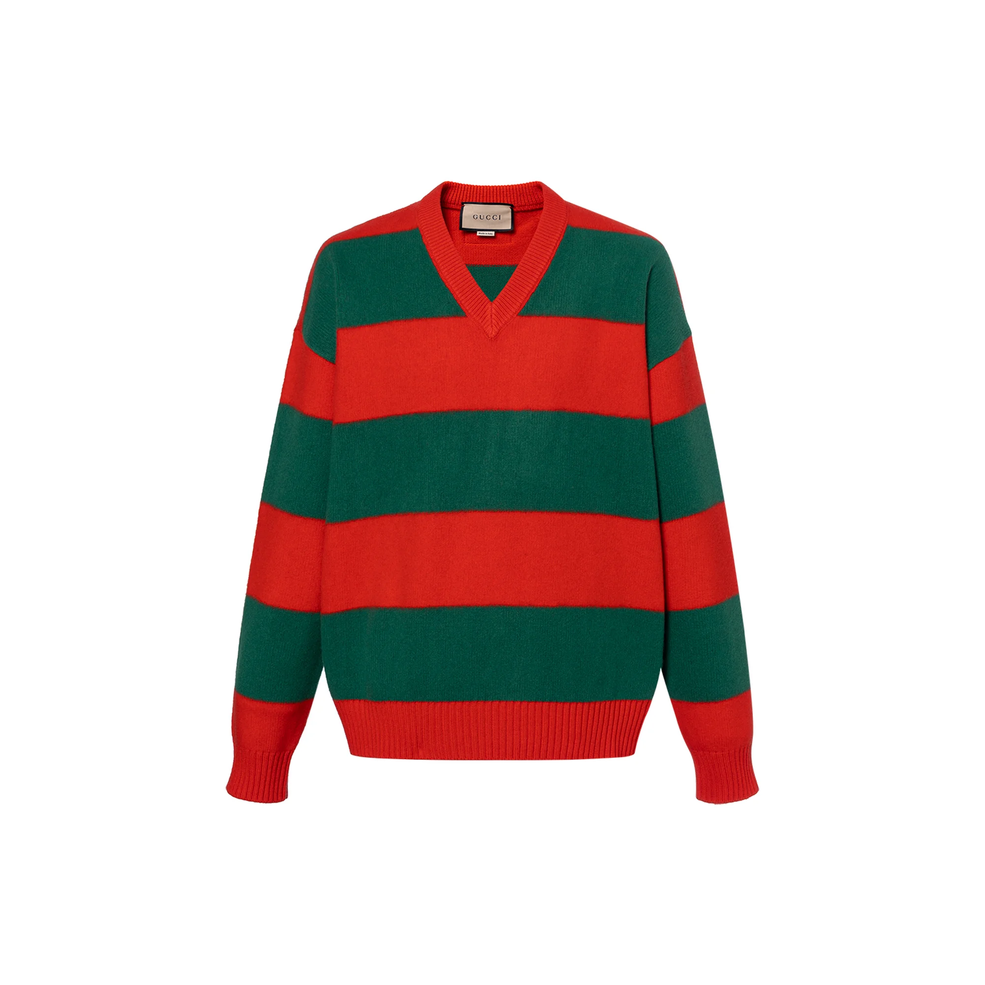 Свитер GUCCI Вязаный в полоску, Красный Зеленый