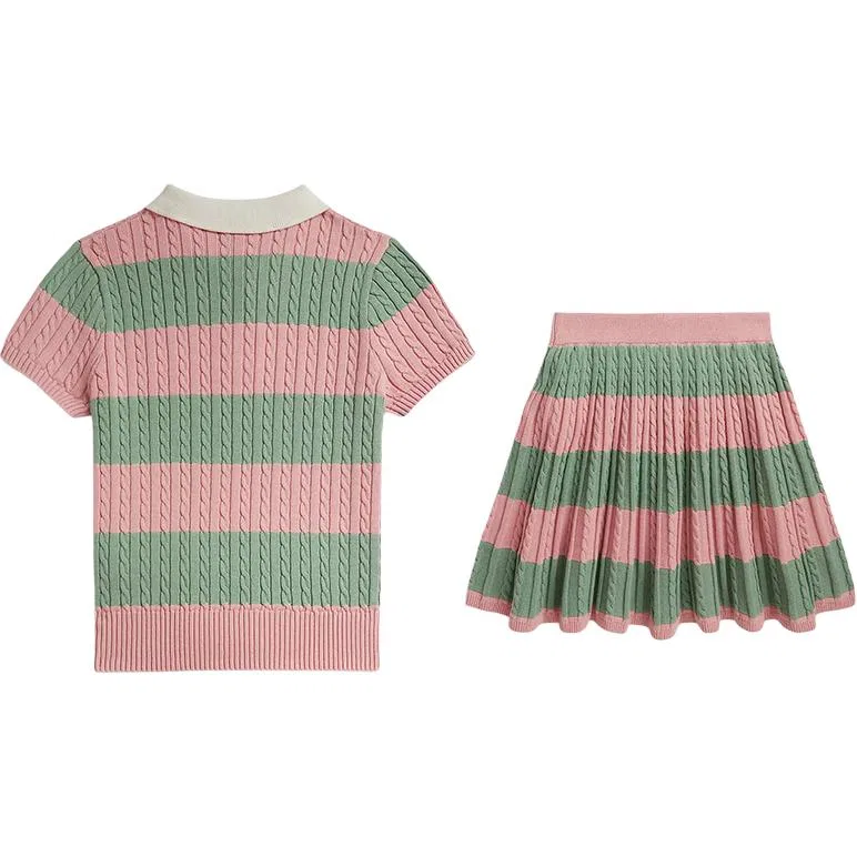 Детский комплект для девочек с поло и юбкой Polo Ralph Lauren, Adirondack Rose Multicolor — фото 3